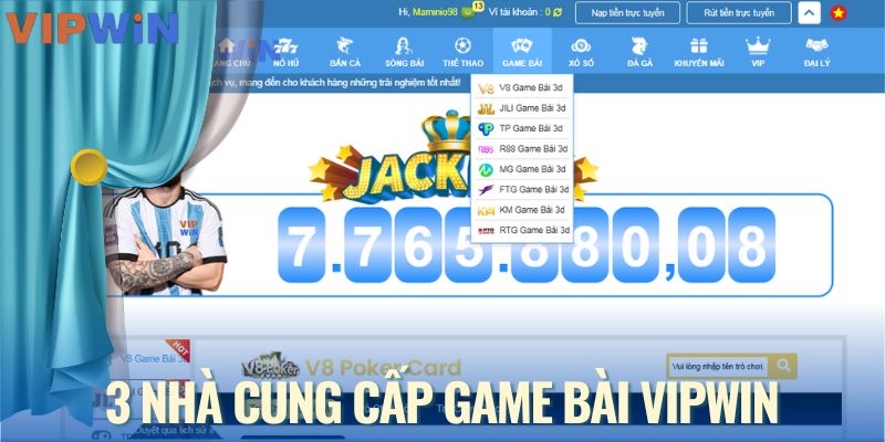 3 nhà cung cấp của sảnh game bài VIPWIN
