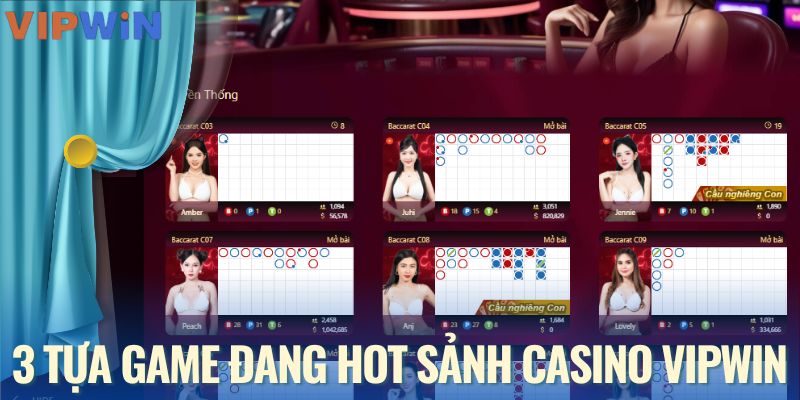 Giới thiệu 3 trò chơi đang hot của sảnh casino VIPWIN