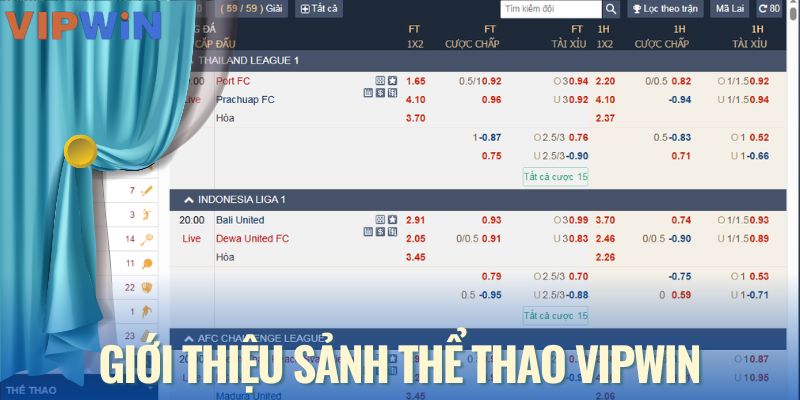 Khái quát sảnh thể thao VIPWIN