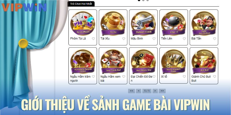 Khái quát sảnh game bài VIPWIN
